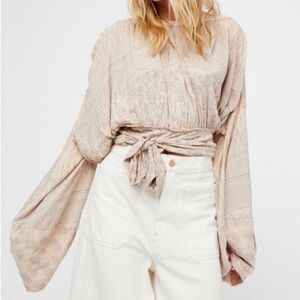 Free People Weekend Warrior Open Back Long Sleeve Crop Top Size M